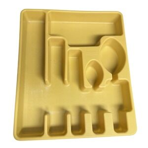 Vintage Rubbermaid Harvest Gold Plastic Cutlery Drawer Organizer Tray Yellow